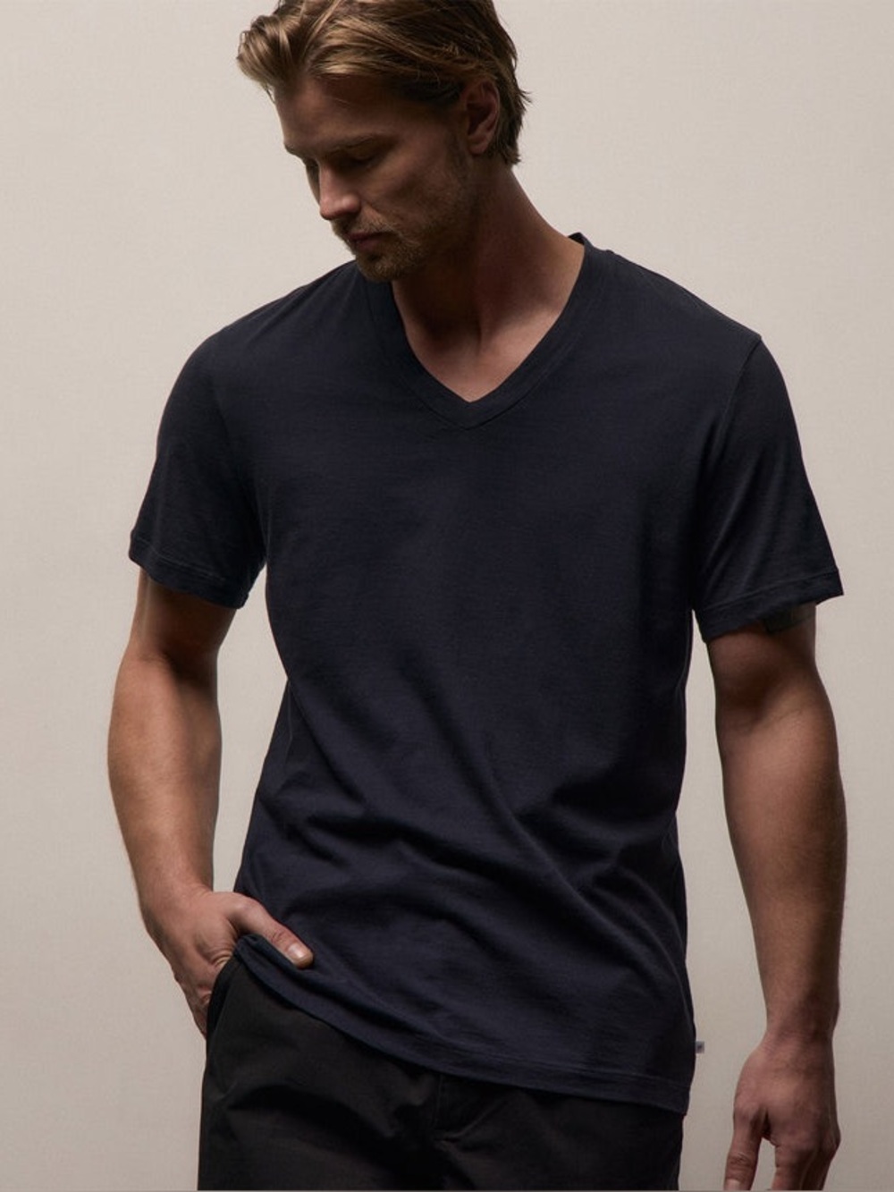 JAMES PERSE V Neck T-Shirt Tee Top Mens Size 3 Large Color Deep